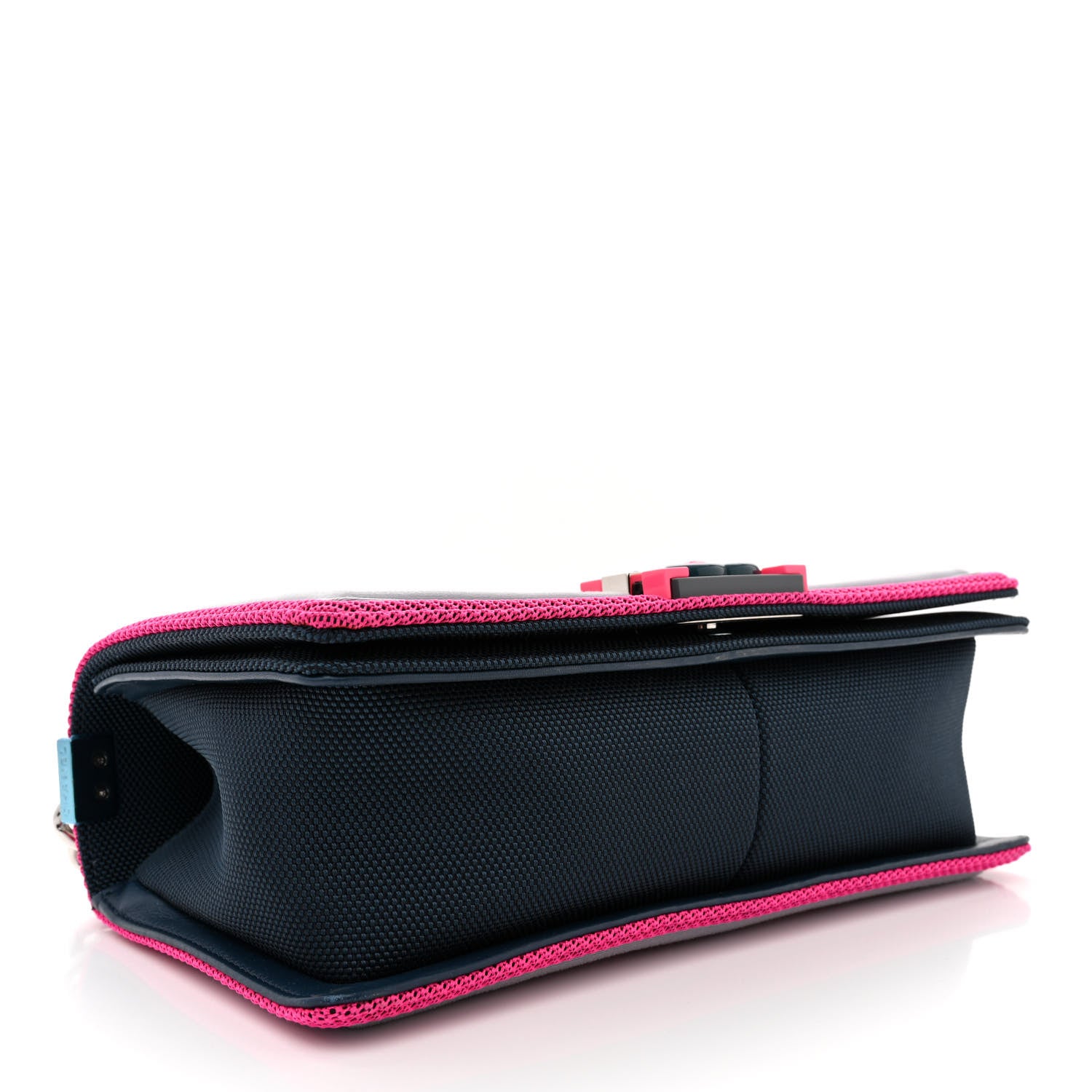 Chanel Canvas Quilted Medium Fluo Boy Flap Dark Navy Fuchsia Grey 4 of 11