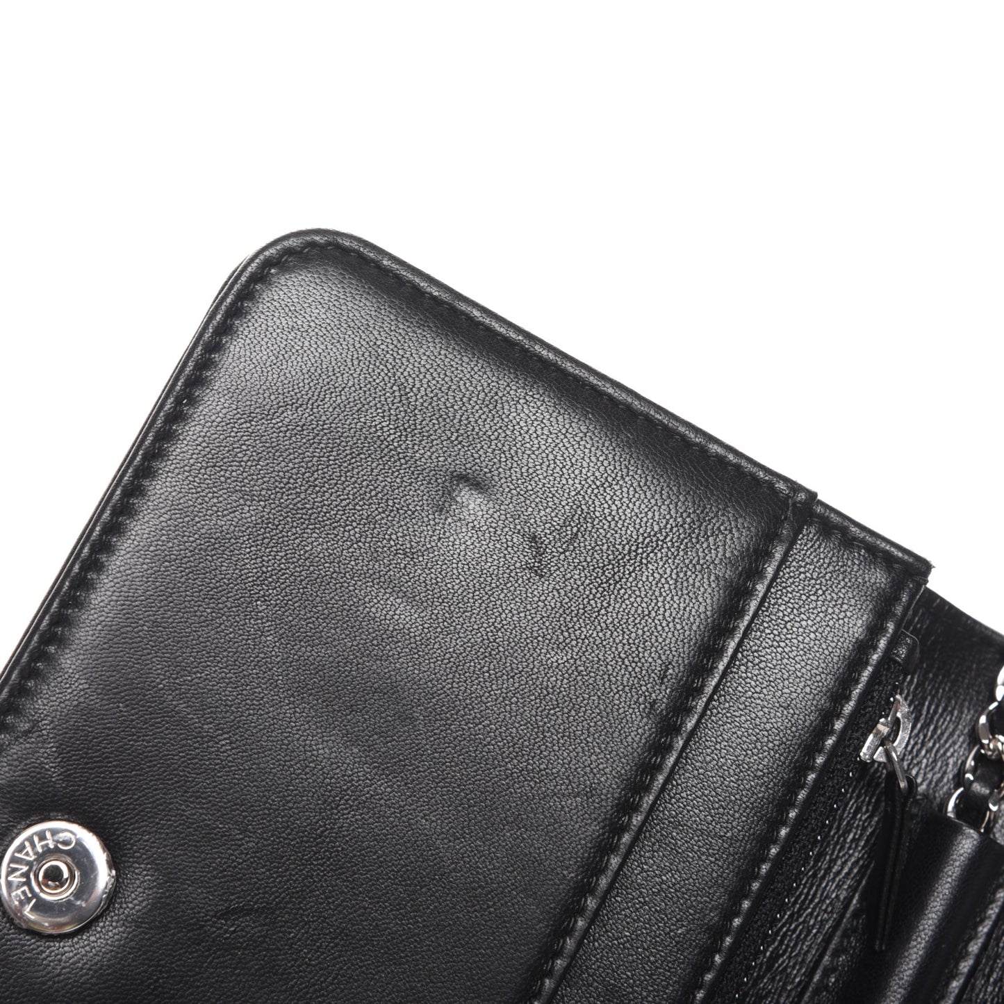 Calfskin Strass Boy Wallet On Chain WOC Black
