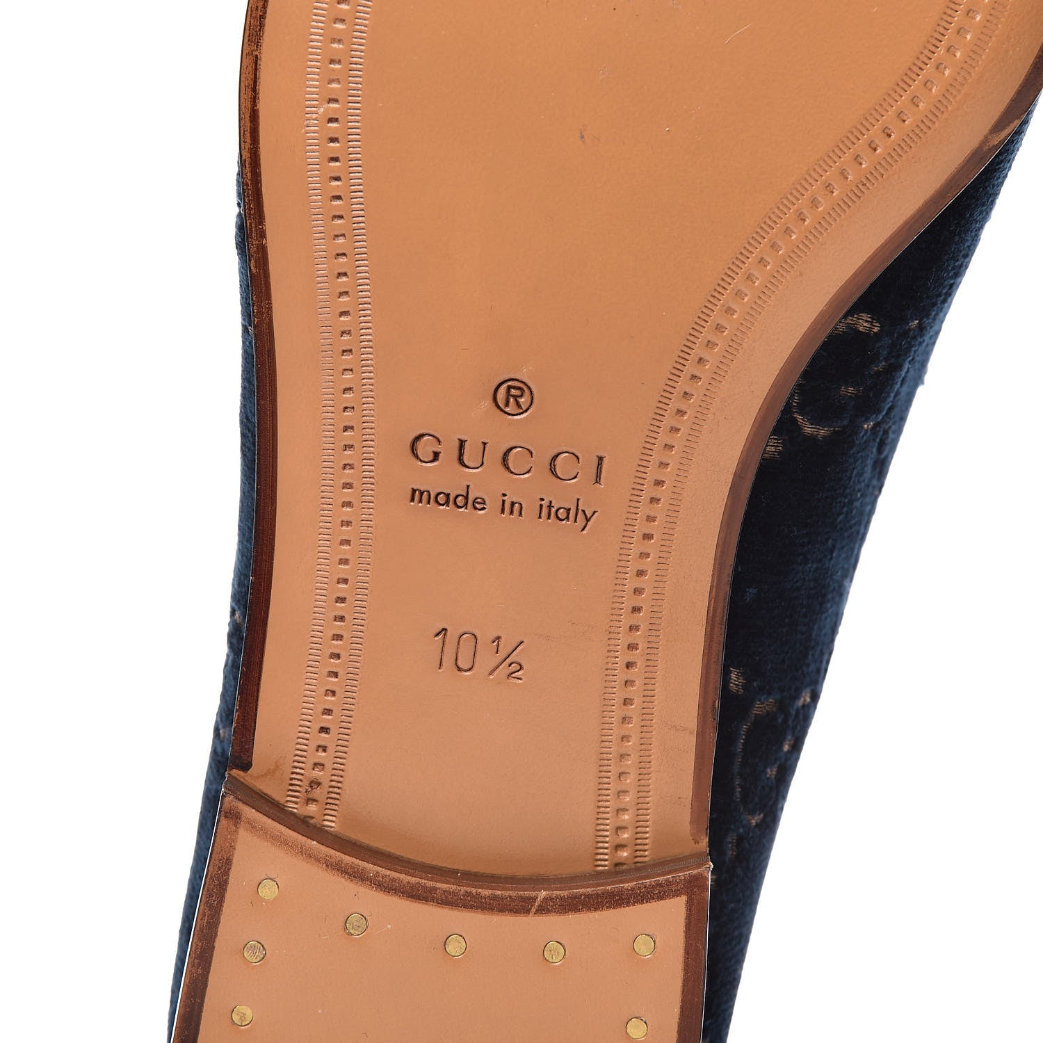 Gucci Velvet GG Monogram Horsebit Mens Jordaan Loafers 10.5 Blue Beige 7 of 11
