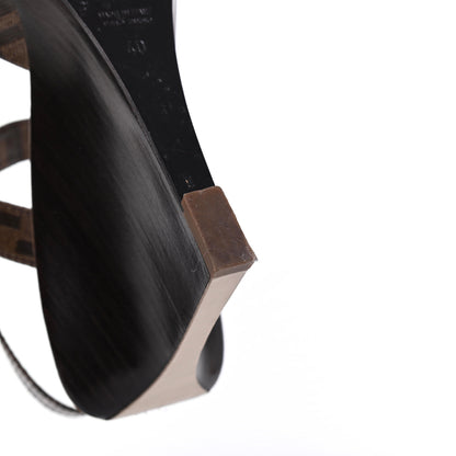 Fendi Glazed Fabric FF Wedge Sandals 40 Tobacco Moro 13 of 19