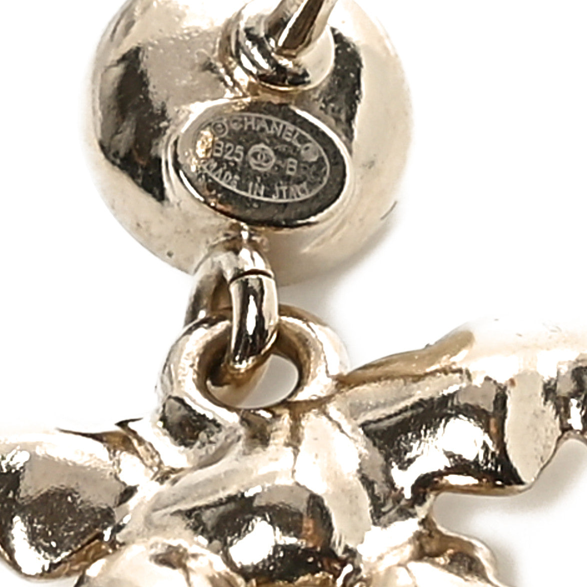 Pearl Crystal Heart CC Drop Earrings Gold