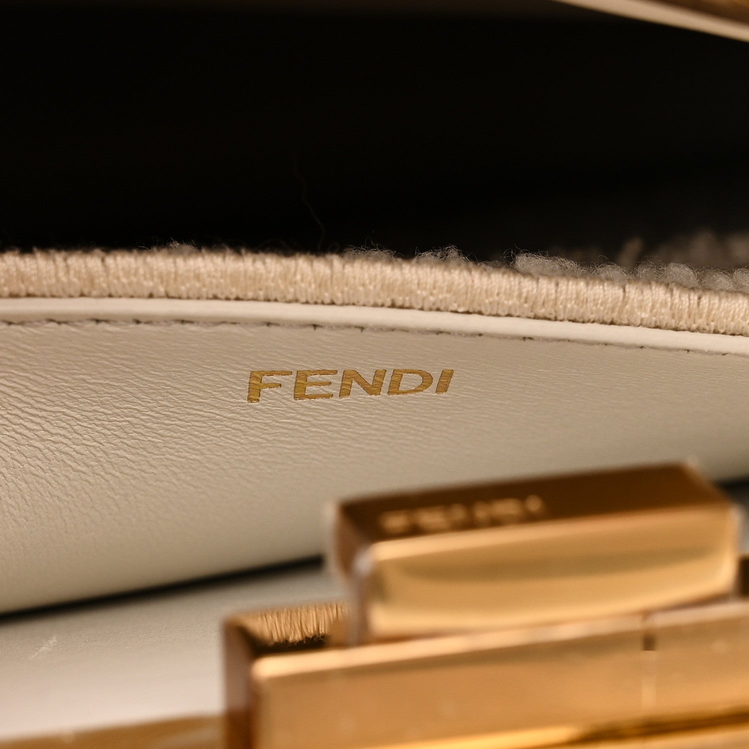 Fendi Curly Shearling Shiny Nappa Medium Peekaboo I SEE U Satchel White 7 of 12