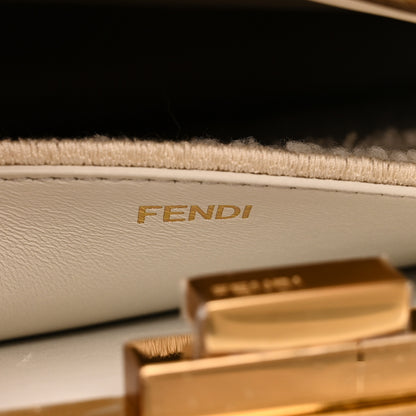 Fendi Curly Shearling Shiny Nappa Medium Peekaboo I SEE U Satchel White 7 of 12