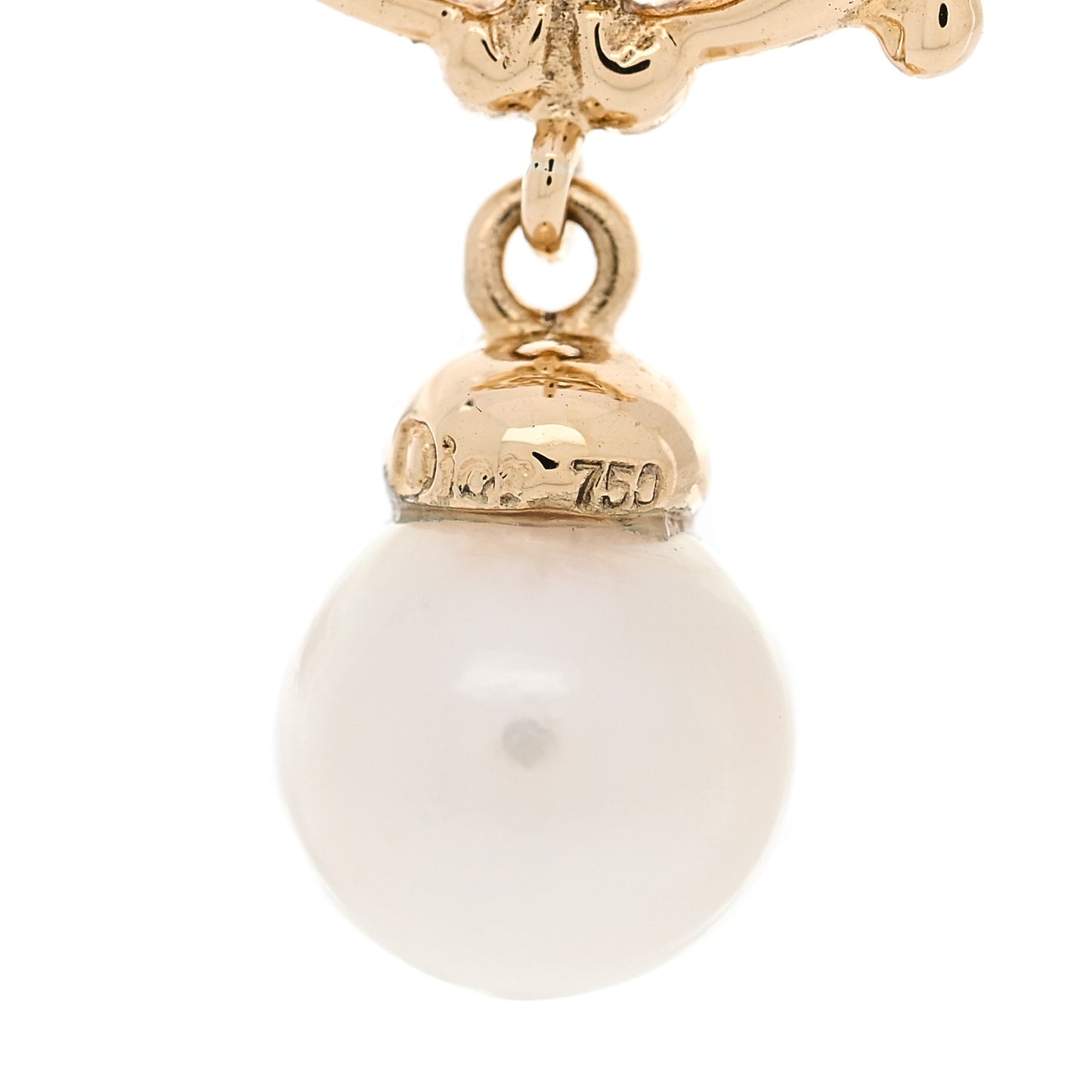 18K Yellow Gold Diamond Cultured Pearl Logo Pendant