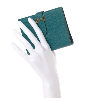 Hermes Epsom Bearn Compact Wallet Vert Bosphore Deep Blue 2 of 9