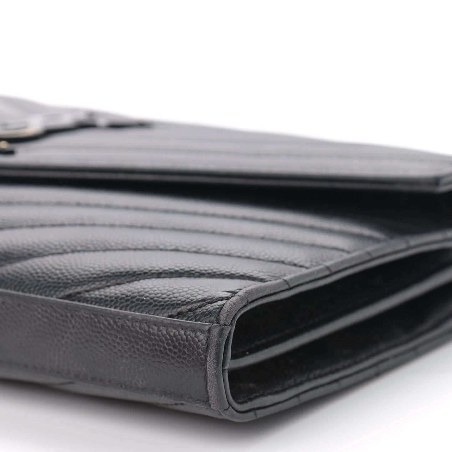 Grain De Poudre Matelasse Chevron Monogram Chain Wallet Black