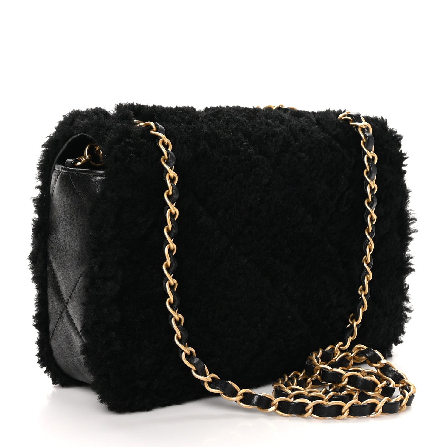 Chanel Shearling Lambskin Quilted Furry Coco Flap Black 3 of 11