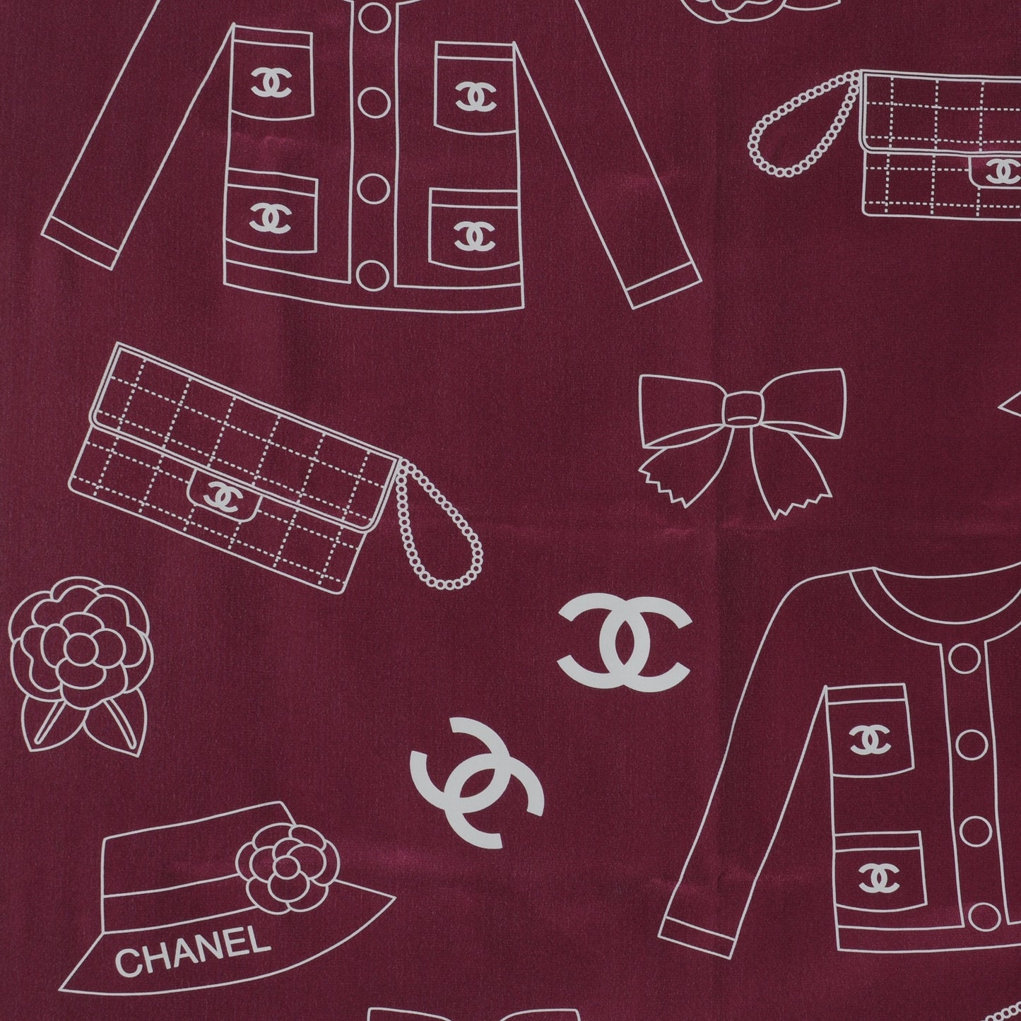 Silk Icons Square Scarf Bordeaux