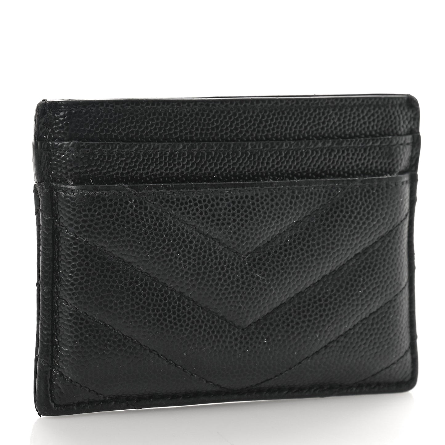 Grain De Poudre Matelasse Chevron Monogram Credit Card Case Black