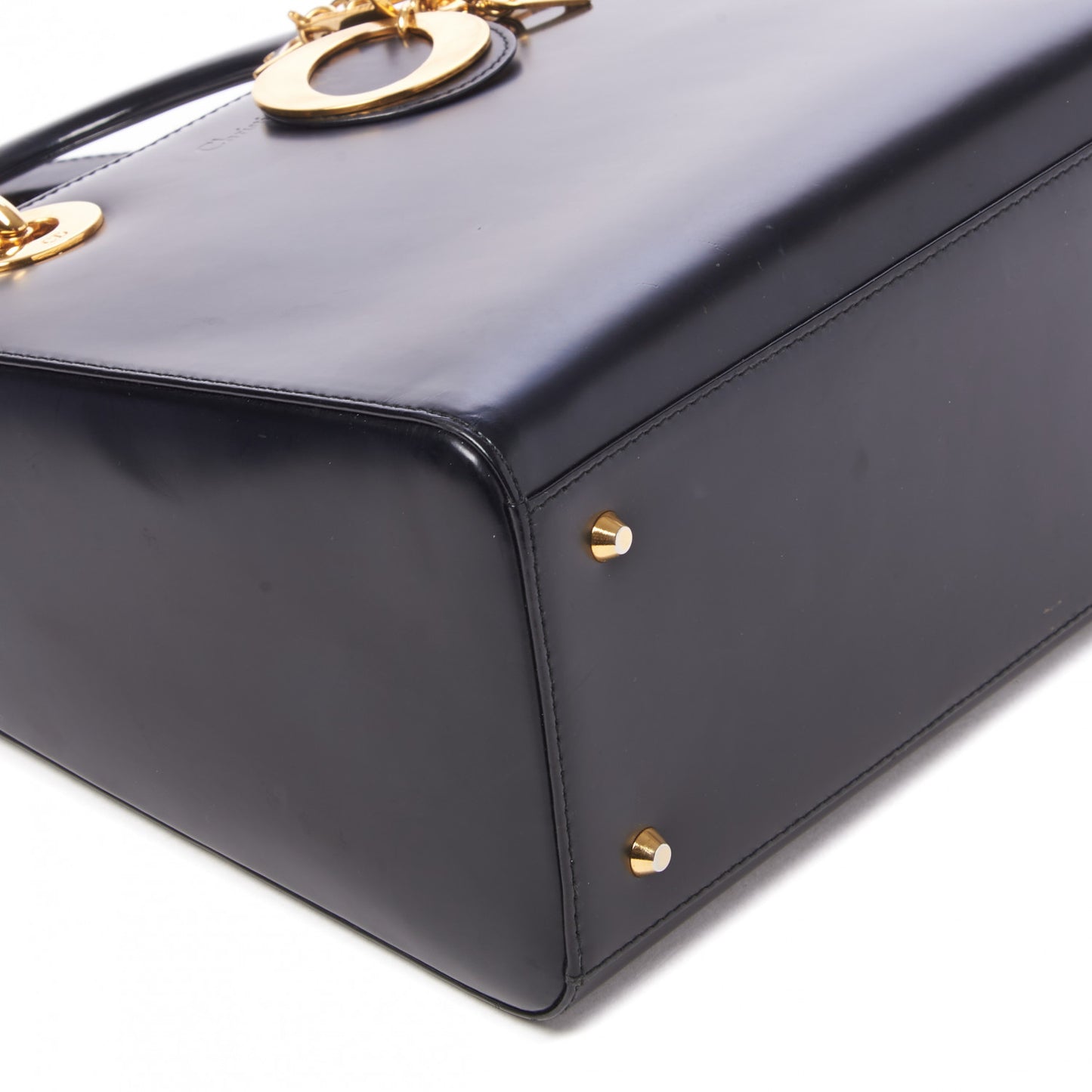 Glazed Calfskin Medium Lady Dior Black