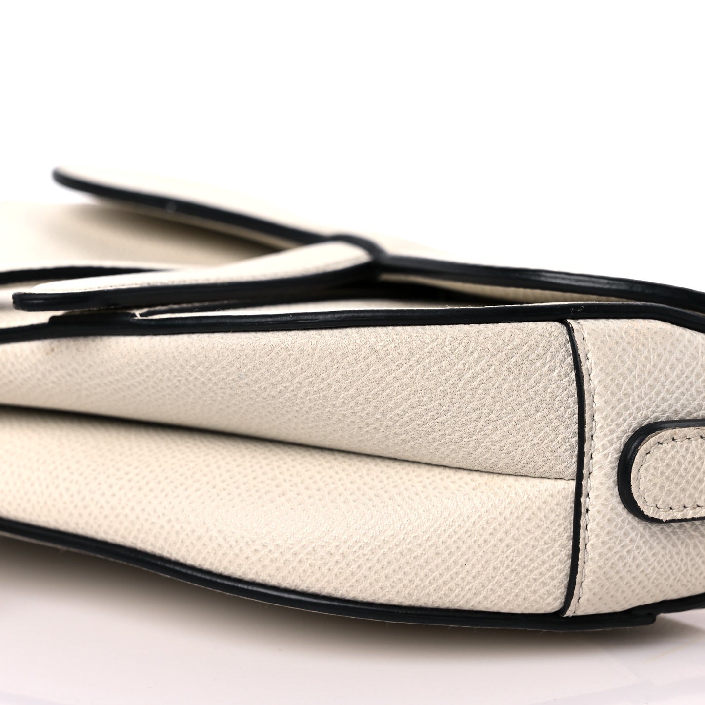 Grained Calfskin Mini Saddle Bag White