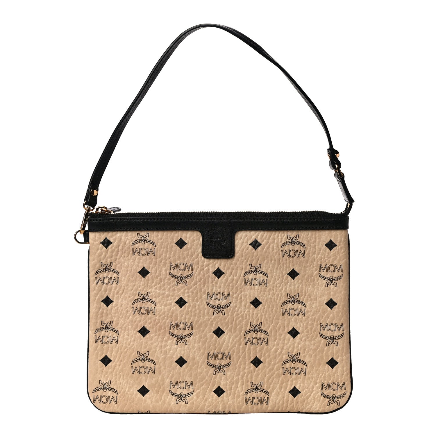 MCM Visetos Liz Shopper Tote Pouch Beige 1 of 10