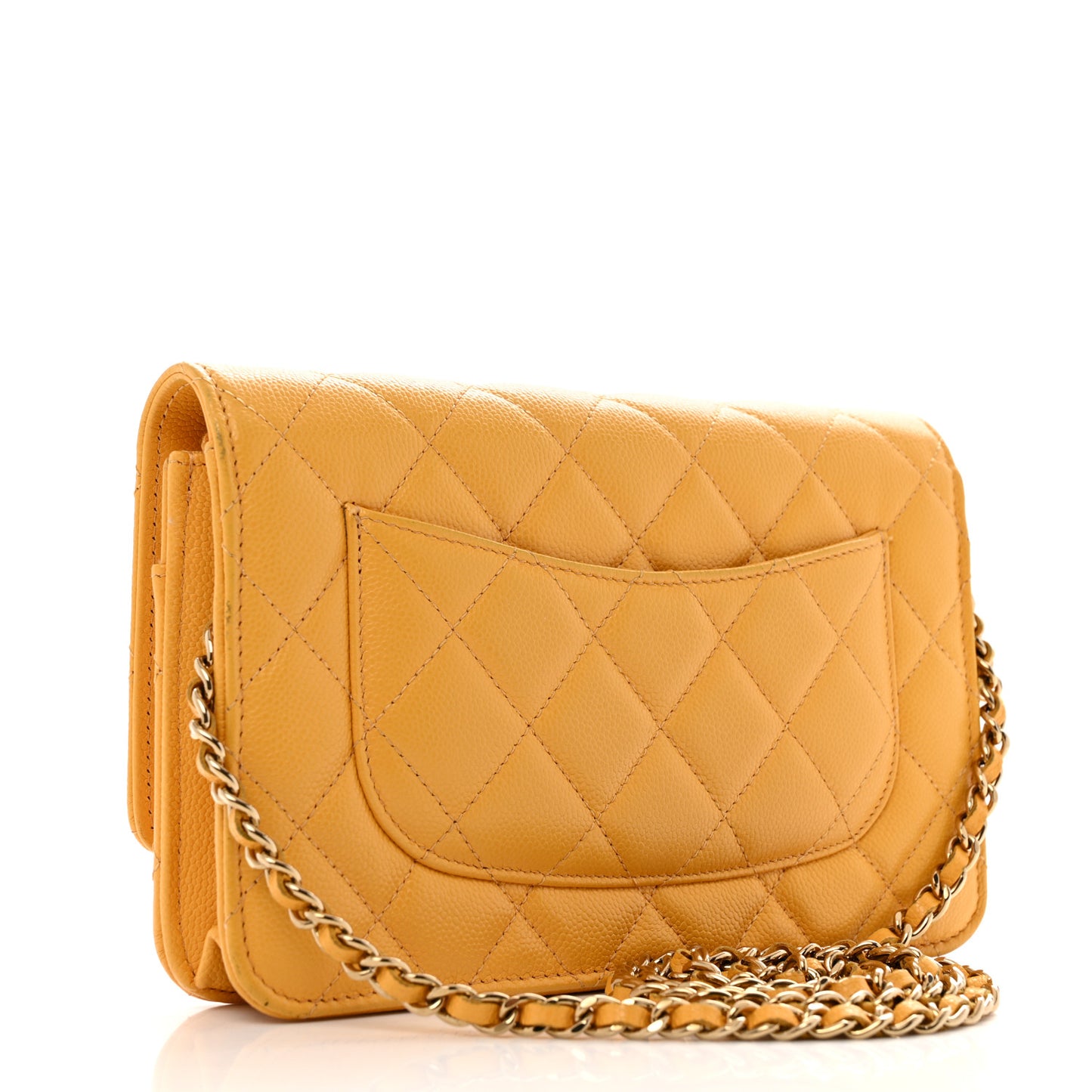 Caviar Quilted Wallet on Chain WOC Yellow