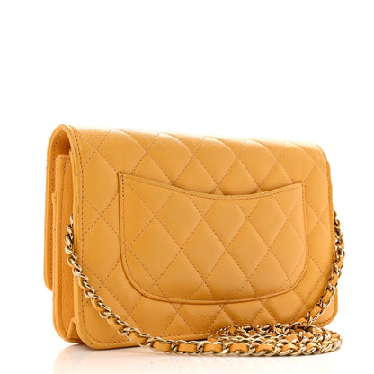 Chanel Caviar Quilted Wallet on Chain WOC Yellow 3 of 15