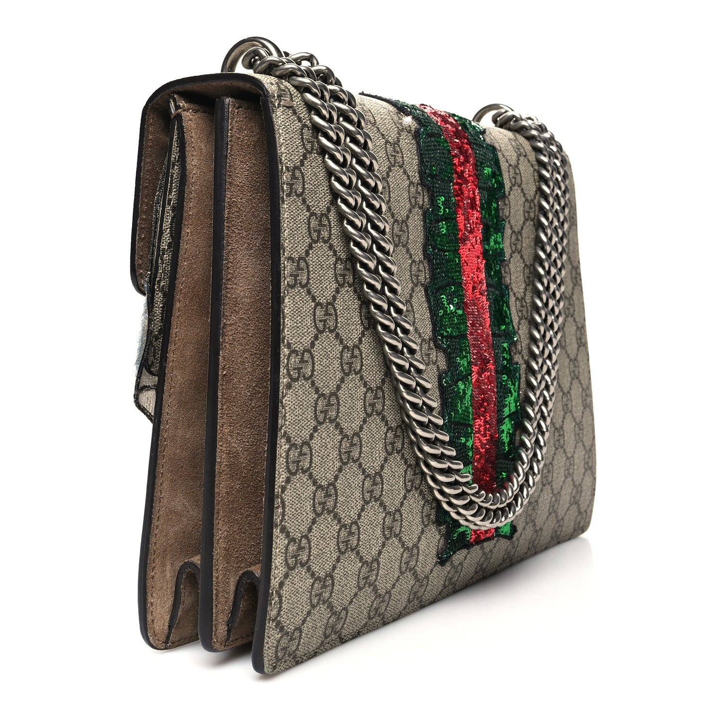 GG Supreme Monogram Lightning Embroidered Medium Dionysus Shoulder Bag Beige