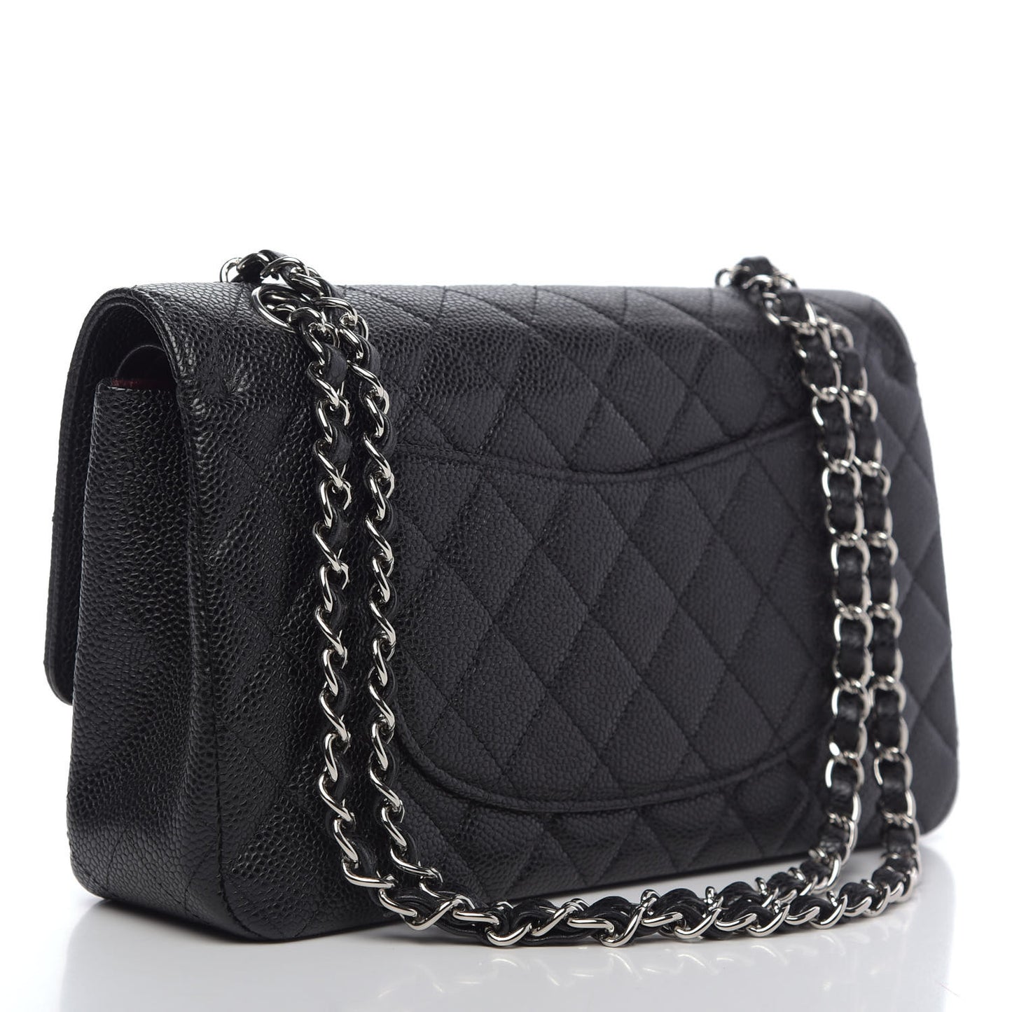 Caviar Quilted Medium Double Flap Black