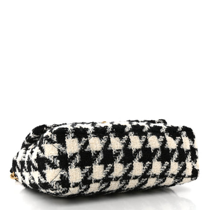 Chanel Tweed Quilted Large Chanel 19 Flap Black Ecru White 4 of 11