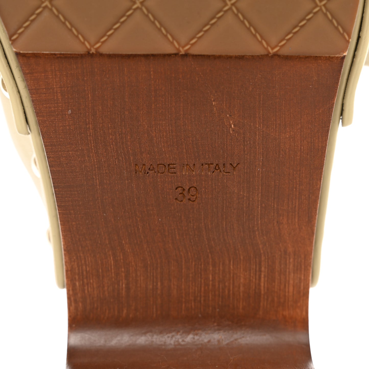 Calfskin Camellia Clogs 39 Light Beige