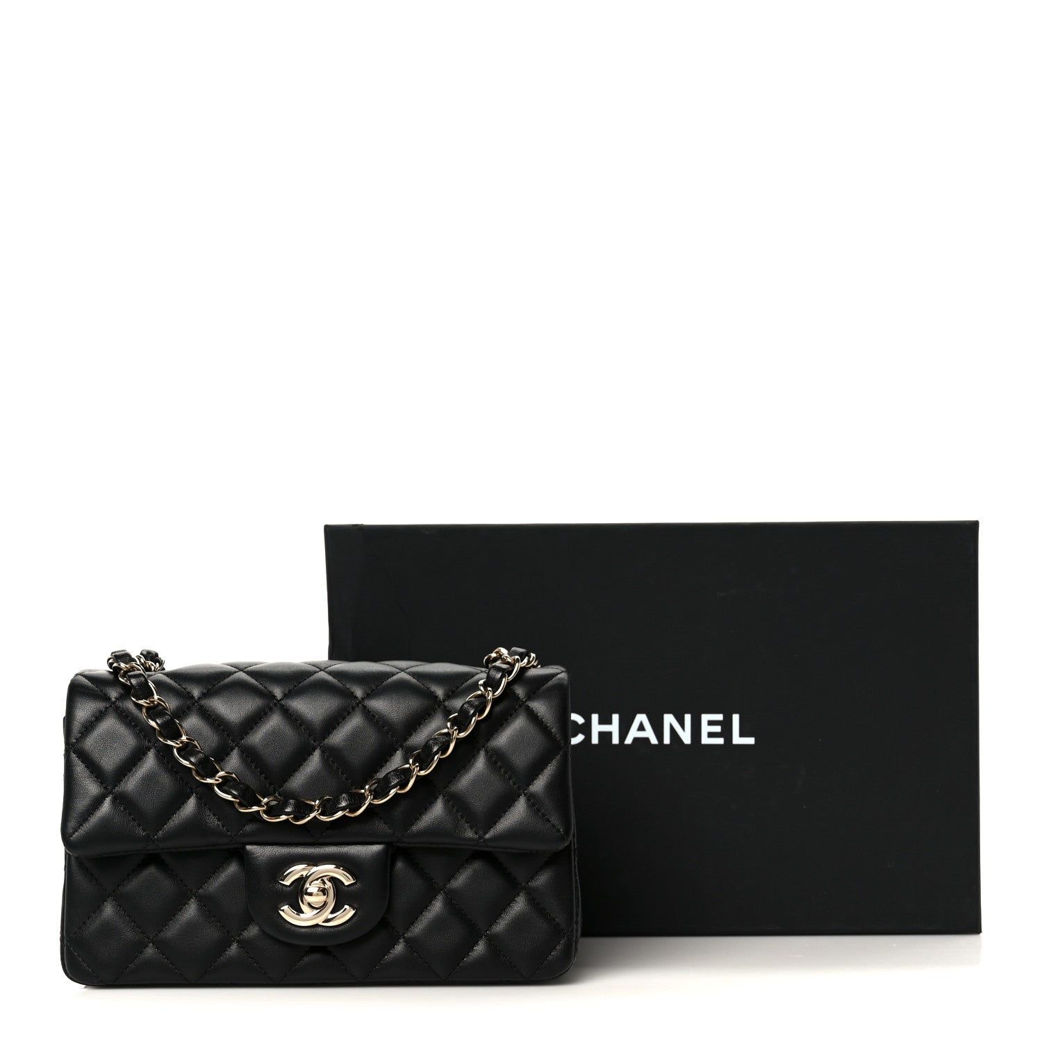 Chanel Lambskin Quilted Mini Rectangular Flap Black 12 of 12