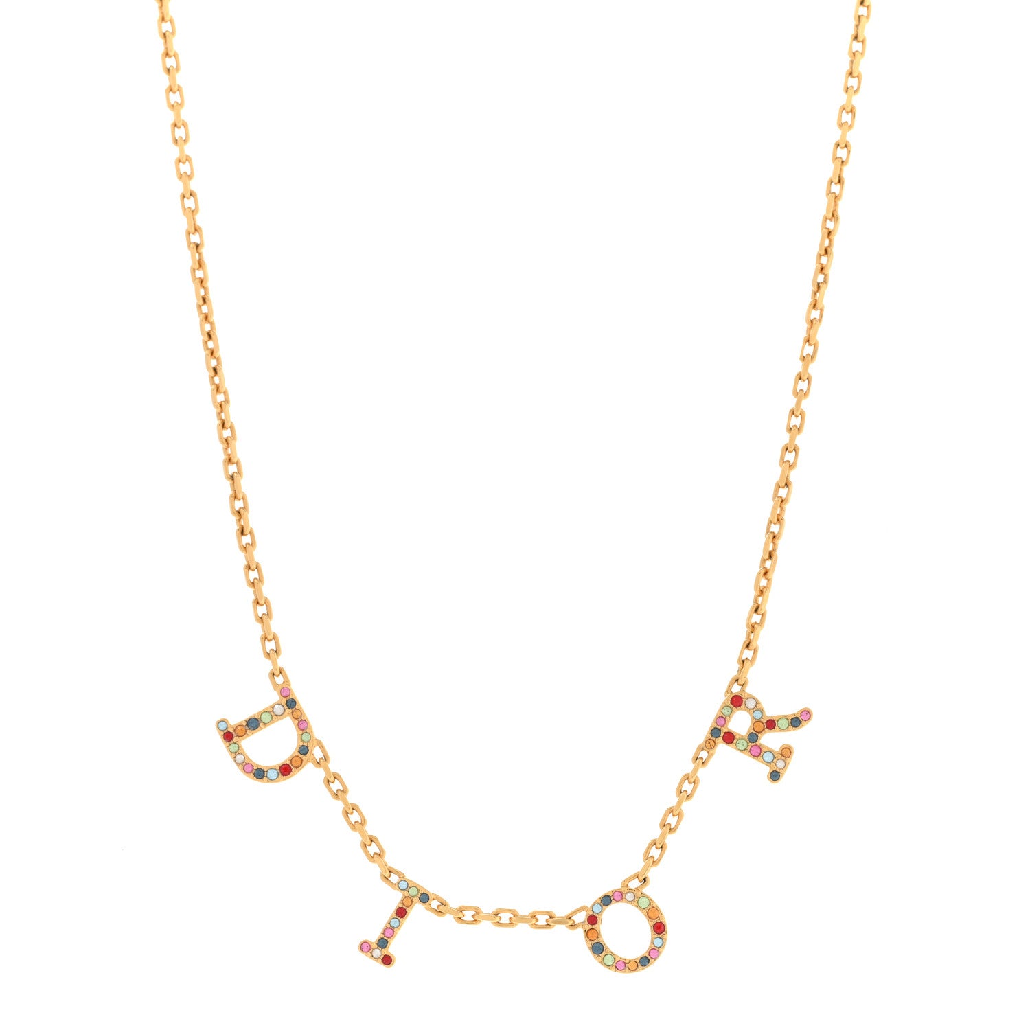 Christian Dior Crystal Logo Necklace Multicolor 1 of 6