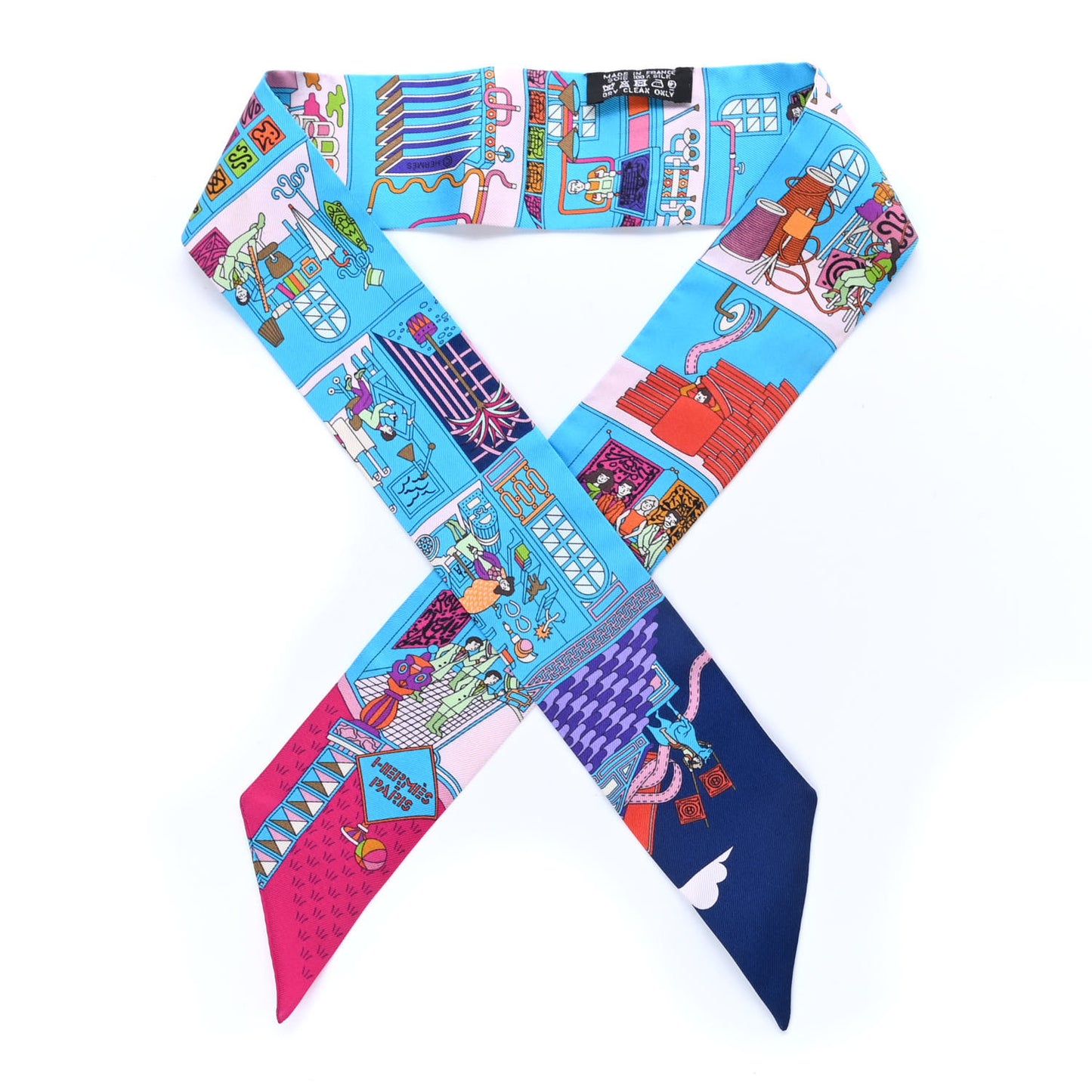 Silk La Maizeon De Carres Twilly Bleu Azur Marine Rose Indien