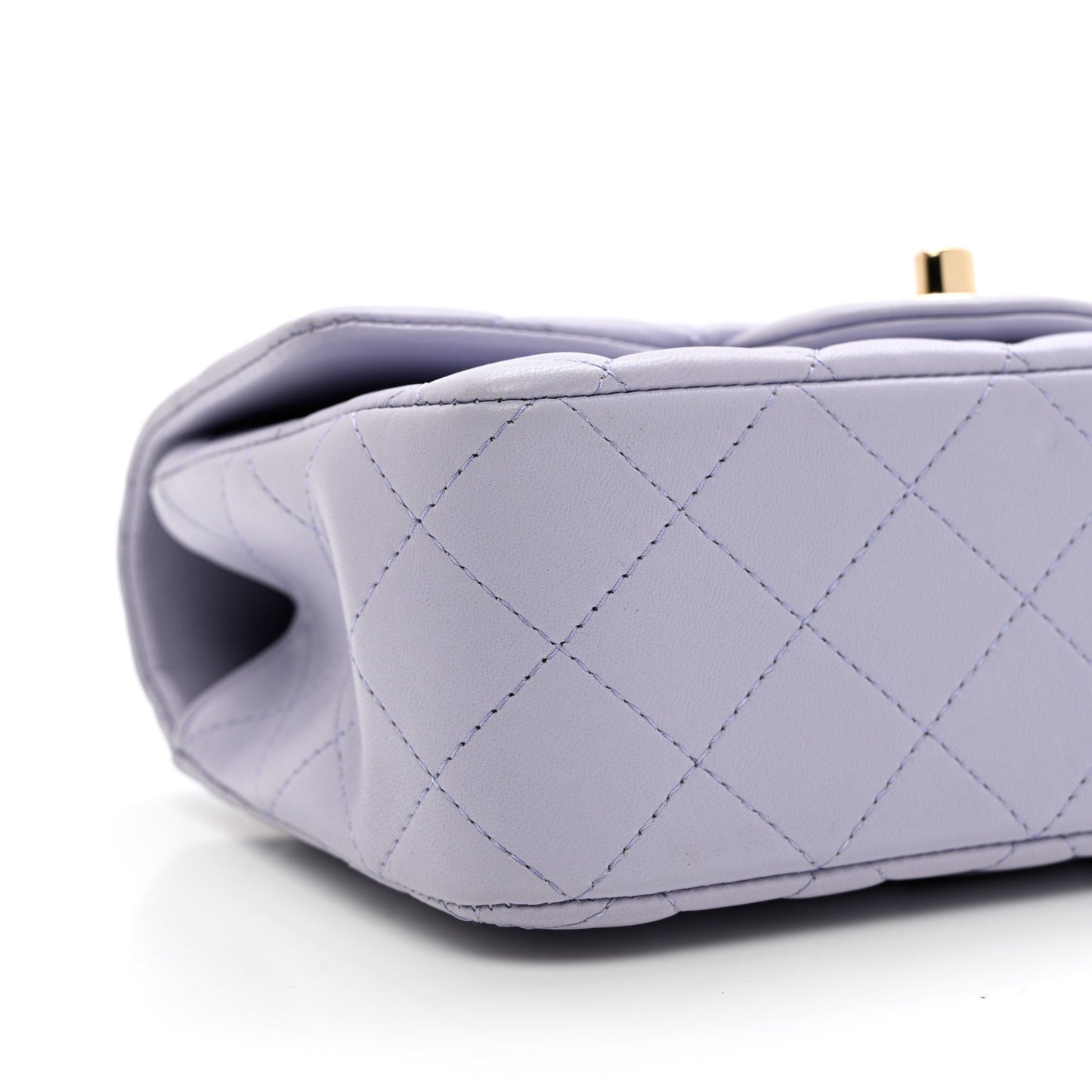 Lambskin Quilted Mini Top Handle Rectangular Flap Light Purple