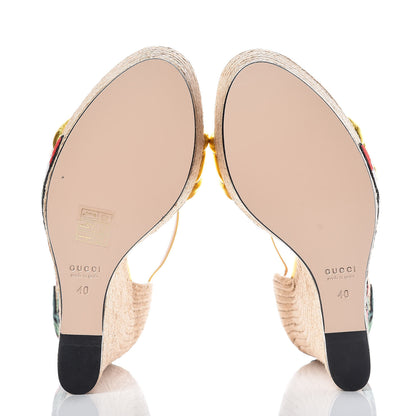 Gucci Metallic Nappa Ophelia Espadrille Platform Wedge Sandals 40 Oro Vecchio 5 of 8