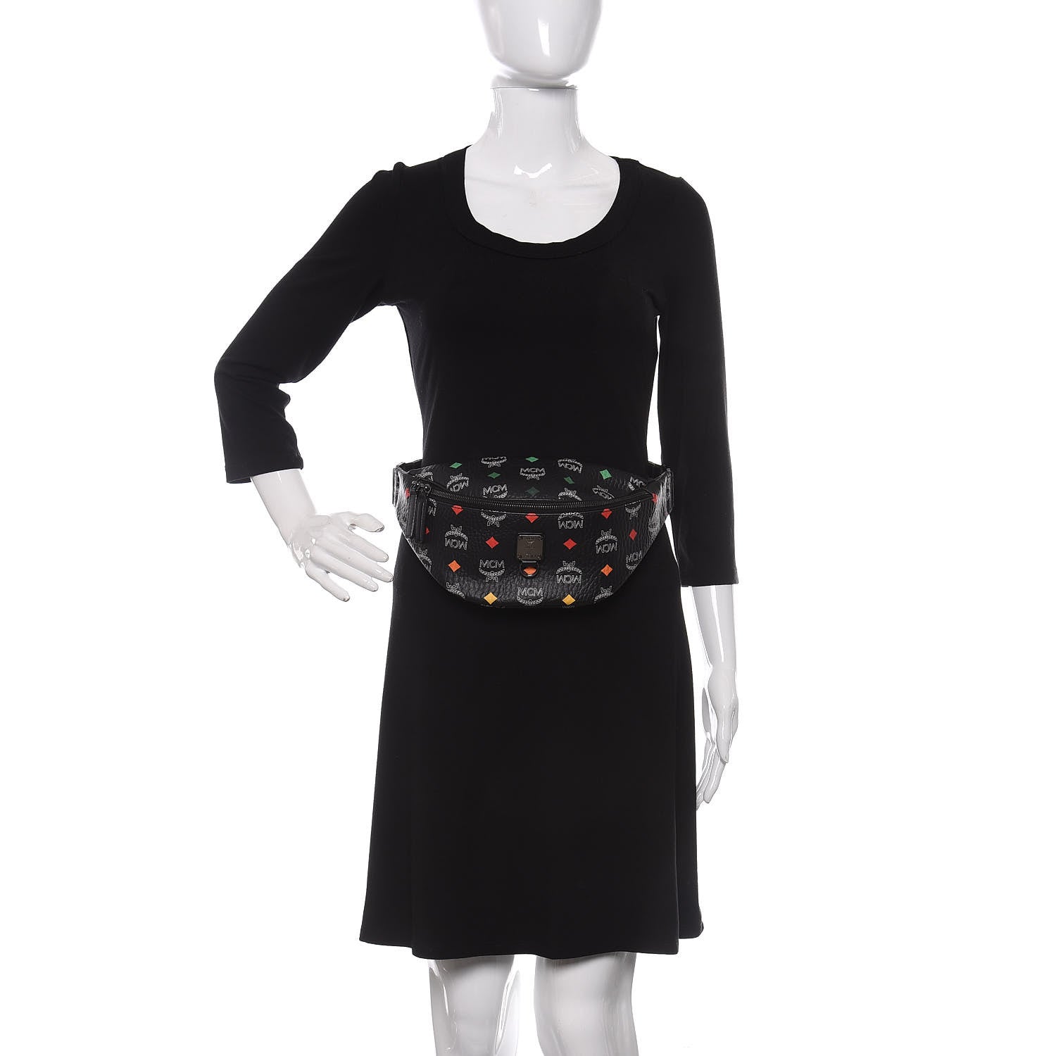 MCM Skyoptic Visetos Small Fursten Belt Bag Diamond Black 2 of 9