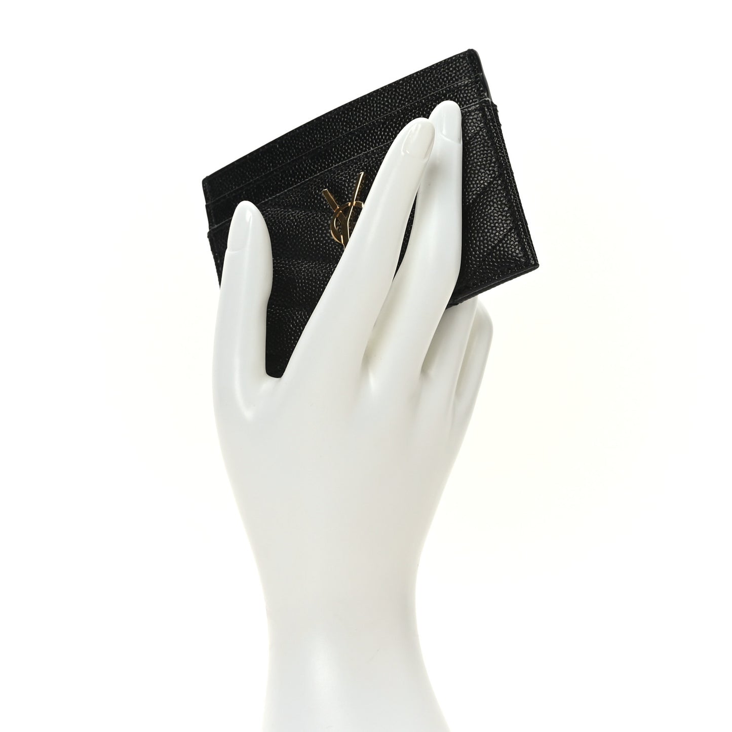 Grain De Poudre Matelasse Chevron Monogram Credit Card Case Black