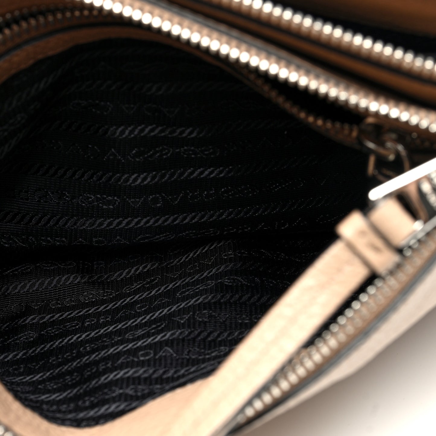 Vitello Daino Double Zip Crossbody Bag Cammeo