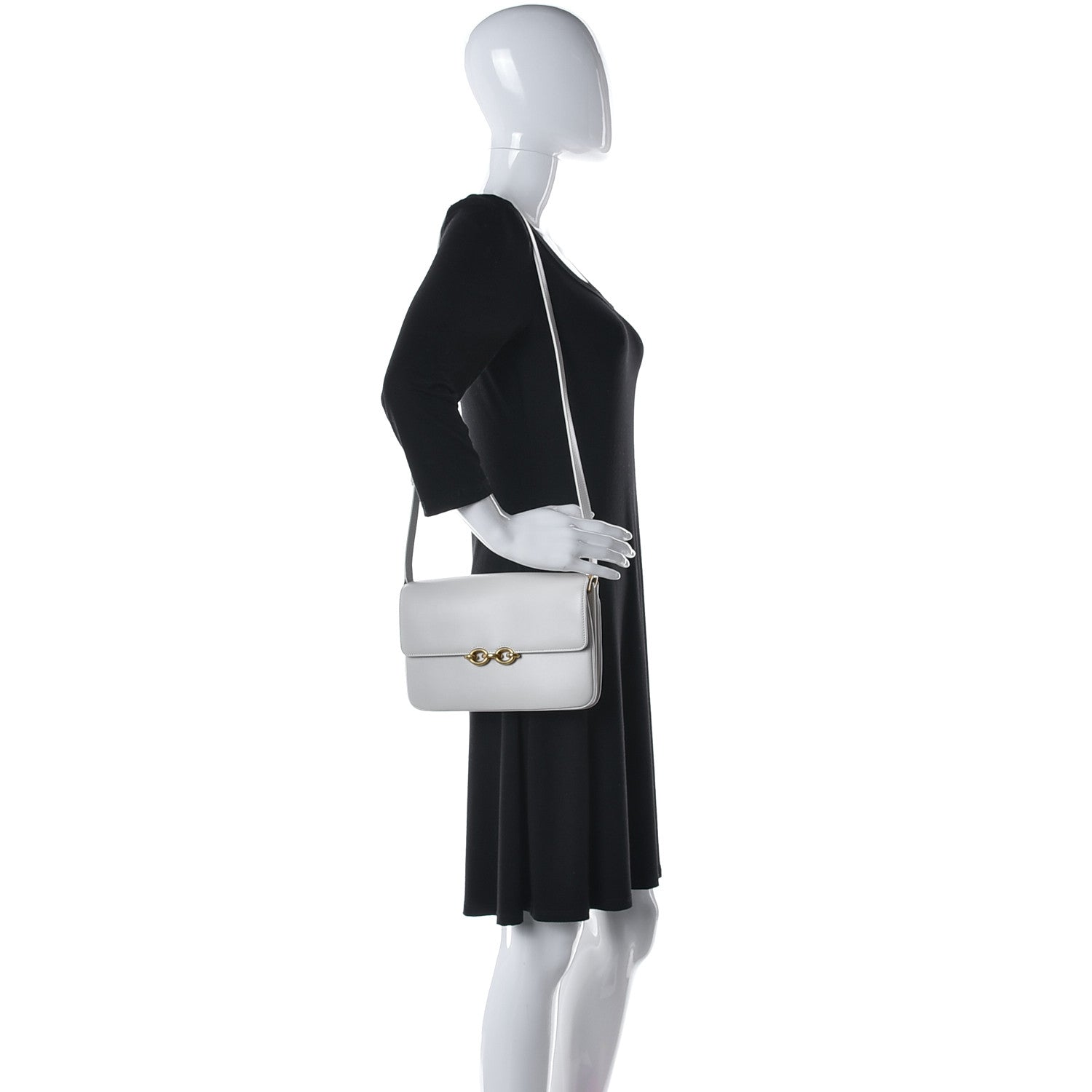 Saint Laurent Smooth Calfskin Le Maillon Satchel Crema Soft 2 of 9