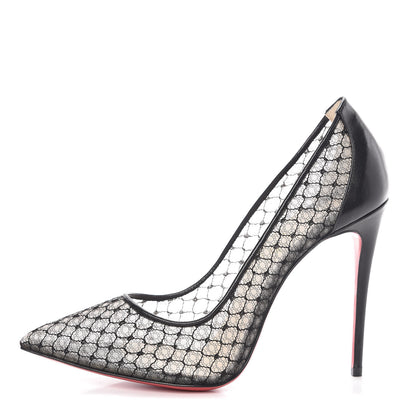 Christian Louboutin Nappa Bas Resille Follies Lace 100 Pumps 37 Black 1 of 10