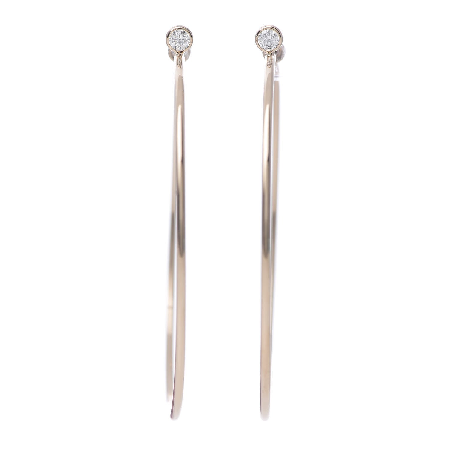 Tiffany 18K Rose Gold Diamond Medium Elsa Peretti Hoop Earrings 2 of 4