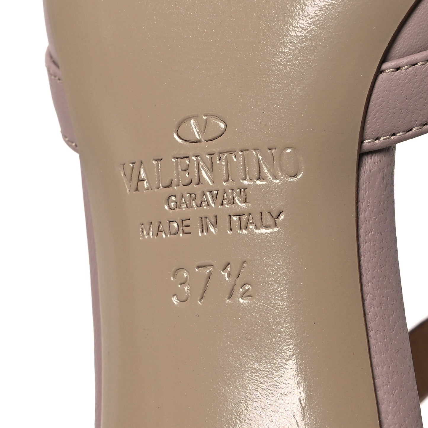 Pebbled Calfskin Rockstud Ankle Strap 100mm Pumps 37.5 Poudre
