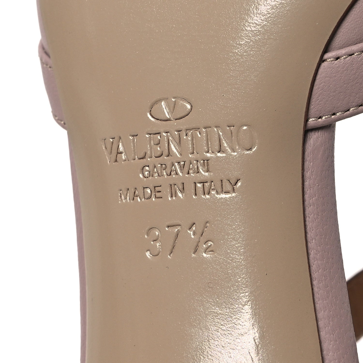Valentino Garavani Pebbled Calfskin Rockstud Ankle Strap 100mm Pumps 37.5 Poudre 7 of 11
