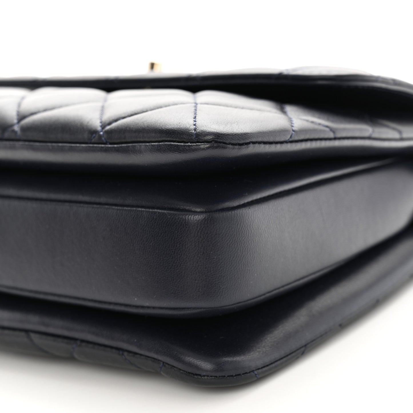 Lambskin Quilted Small Trendy CC Dual Handle Flap Bag Navy