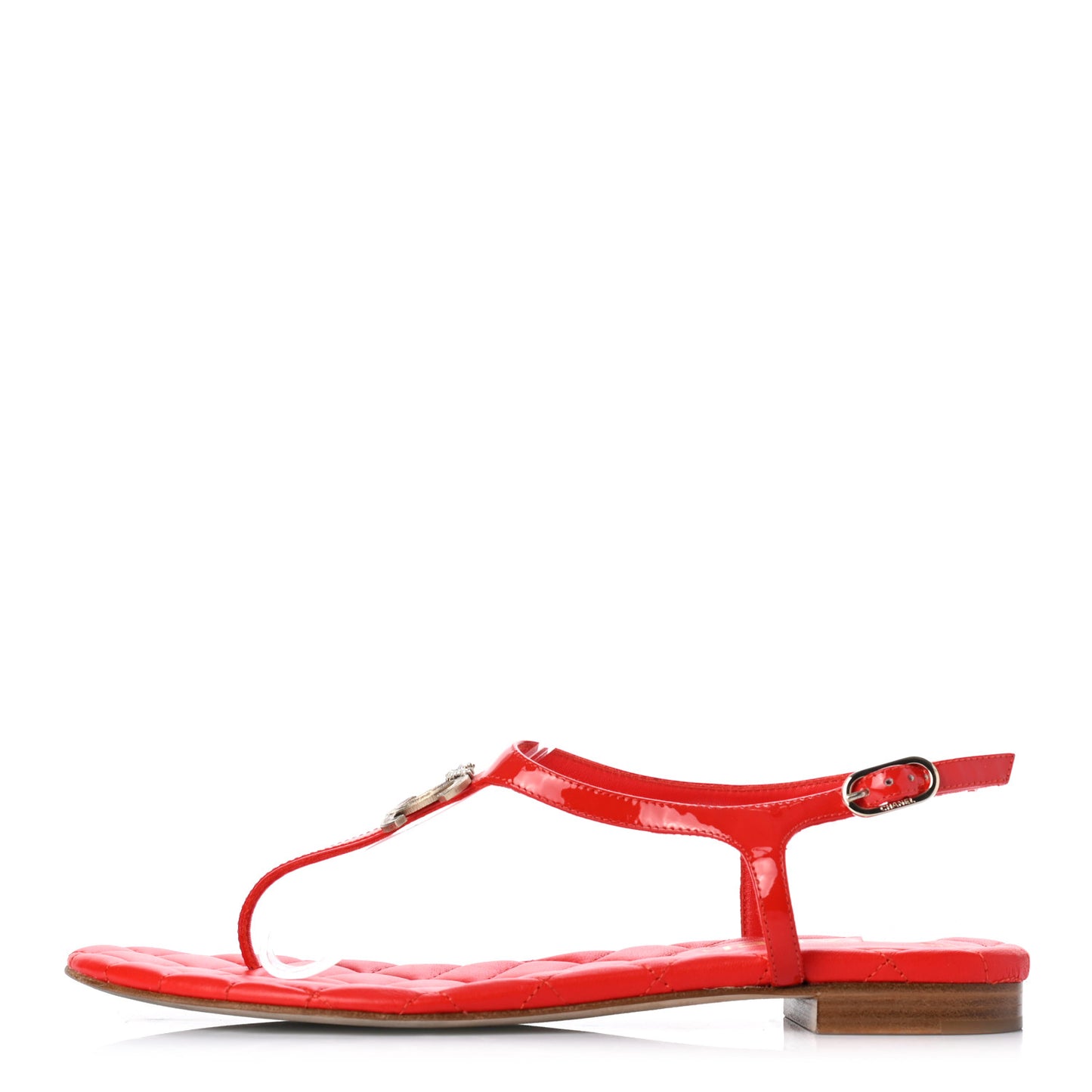 Patent CC Logo Thong Sandals 37.5 Red