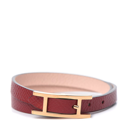 Hermes Epsom Behapi Double Tour Bracelet S Rouge Grenat Rose Eglantine 1 of 6
