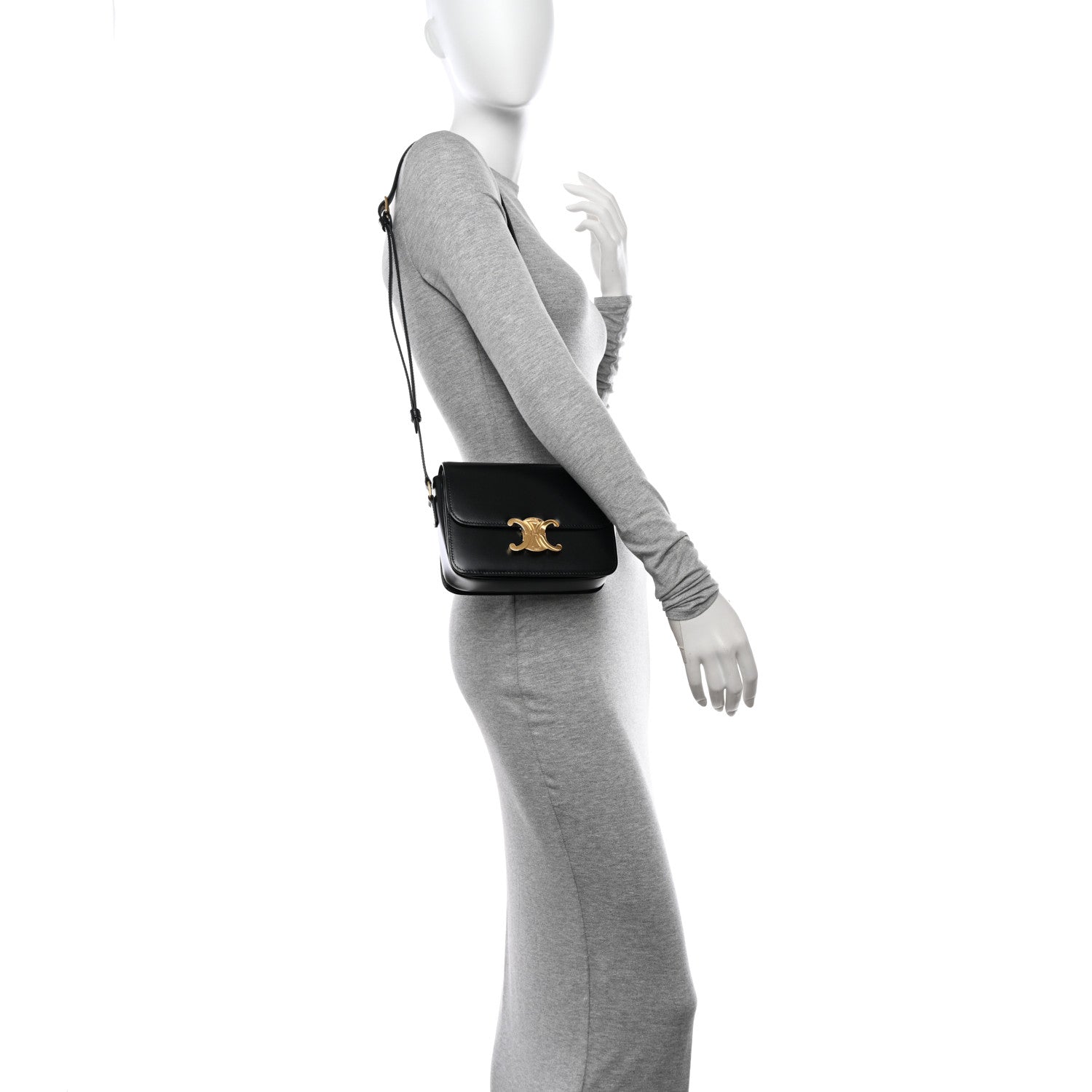 Celine Shiny Calfskin Teen Triomphe Black 2 of 15