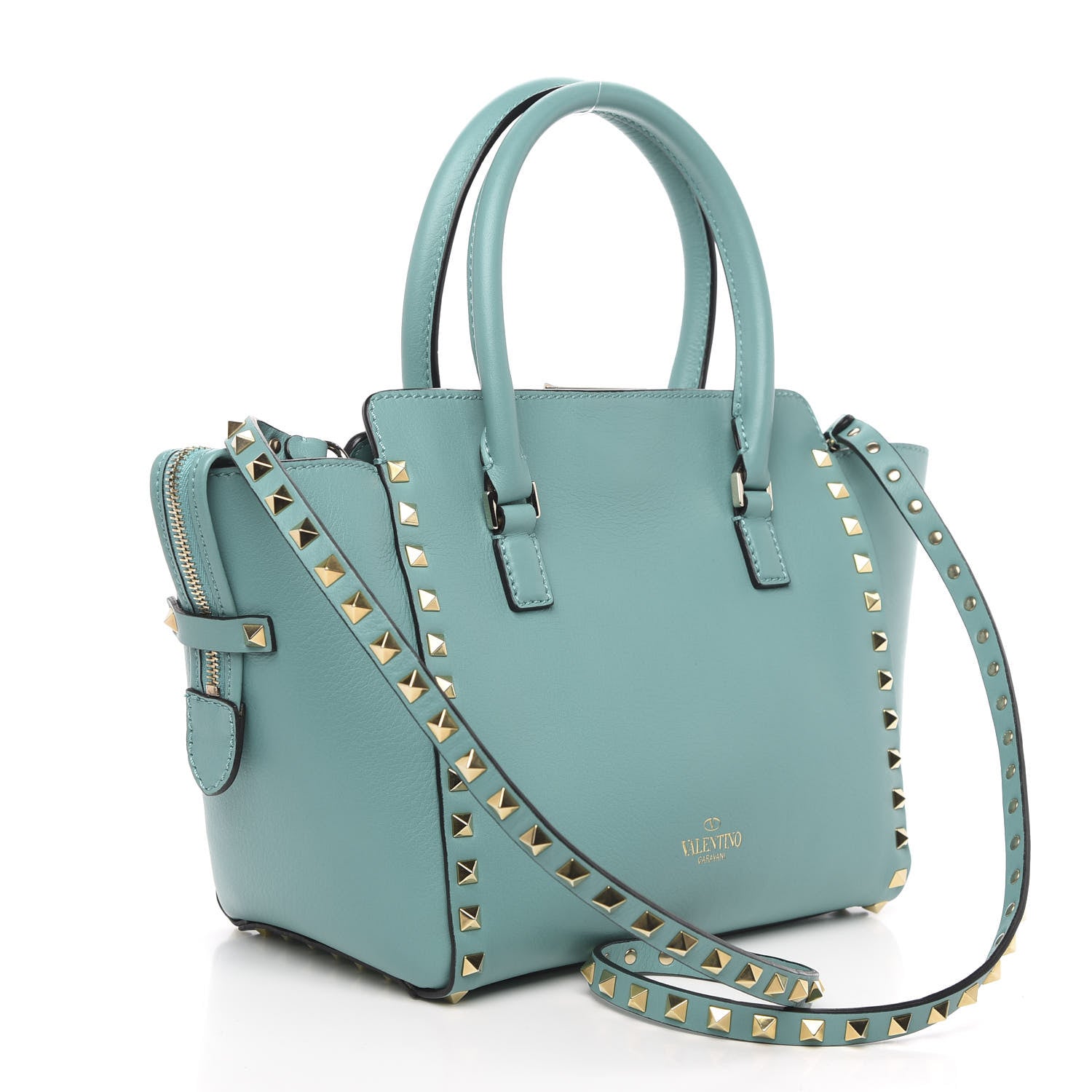 Valentino Garavani Calfskin Small Rockstud Double Handle Tote Colibri 4 of 9