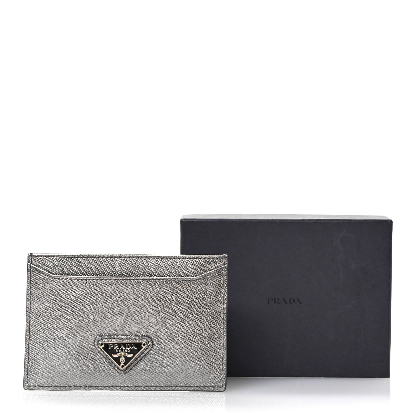 Metallic Saffiano Metal Card Case Cromo