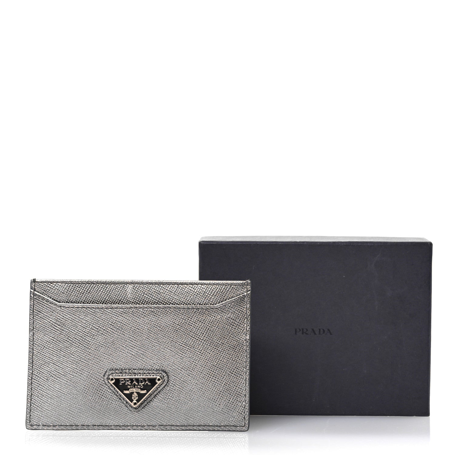Prada Metallic Saffiano Metal Card Case Cromo 8 of 8