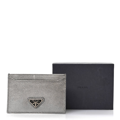 Prada Metallic Saffiano Metal Card Case Cromo 8 of 8