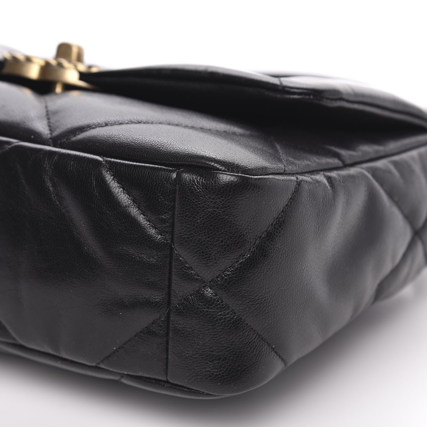 Chanel Shiny Goatskin Quilted Medium 19 Flap Black 9 of 11