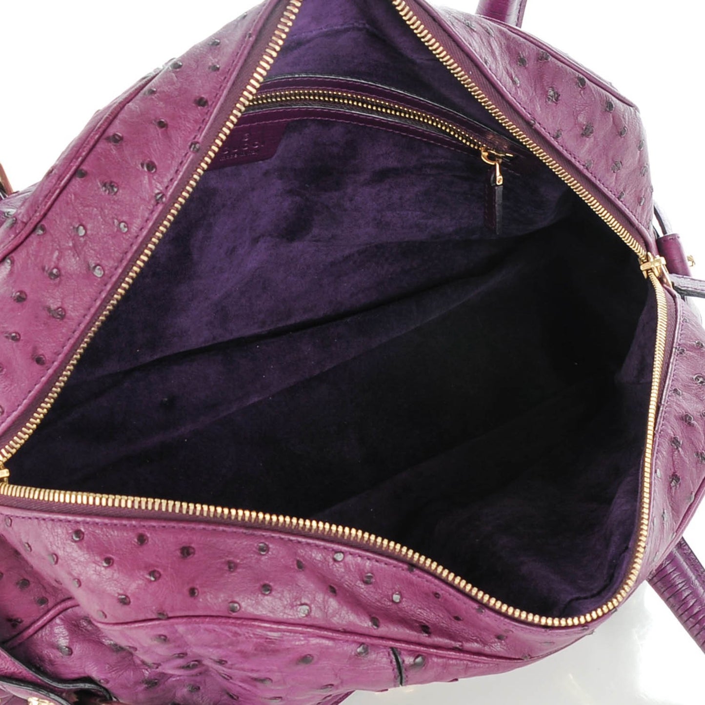 Ostrich Horsebit Chain Satchel Purple