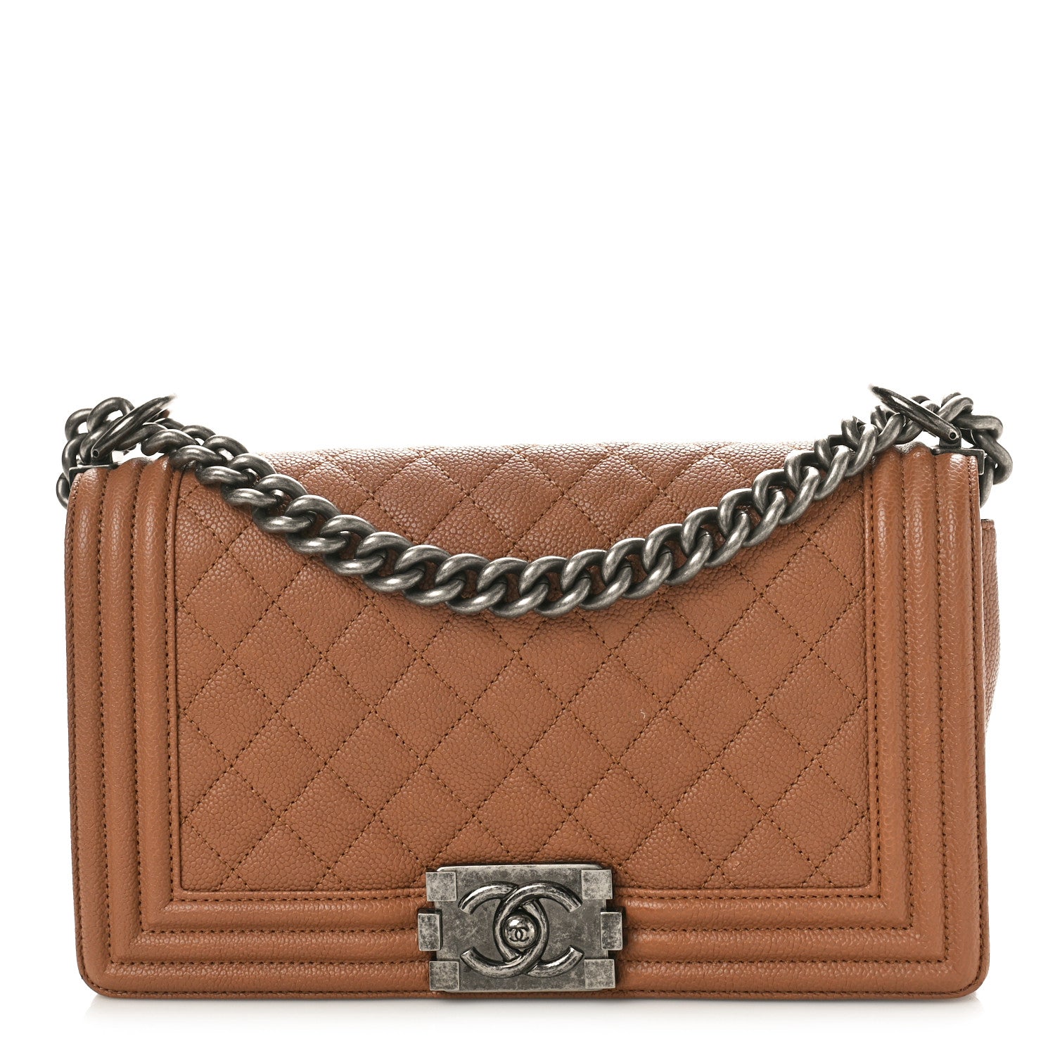 Chanel Caviar Quilted Medium Boy Flap Light Brown 1 of 9