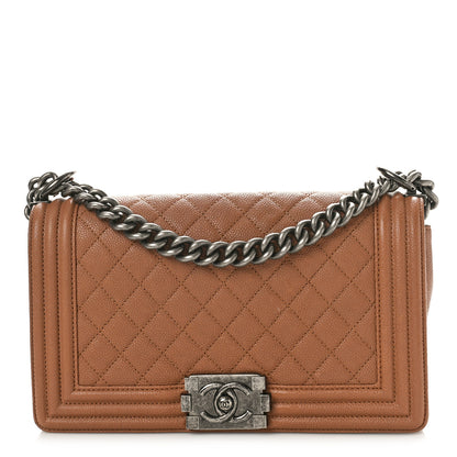 Chanel Caviar Quilted Medium Boy Flap Light Brown 1 of 9