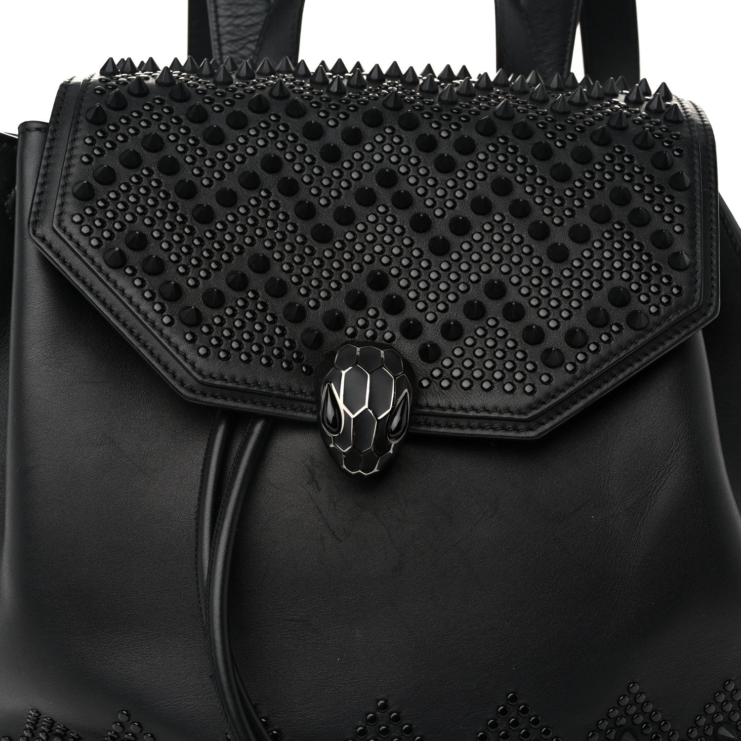 Bulgari X NICHOLAS KIRKWOOD Calfskin Studded Serpenti Forever Backpack Black 7 of 9