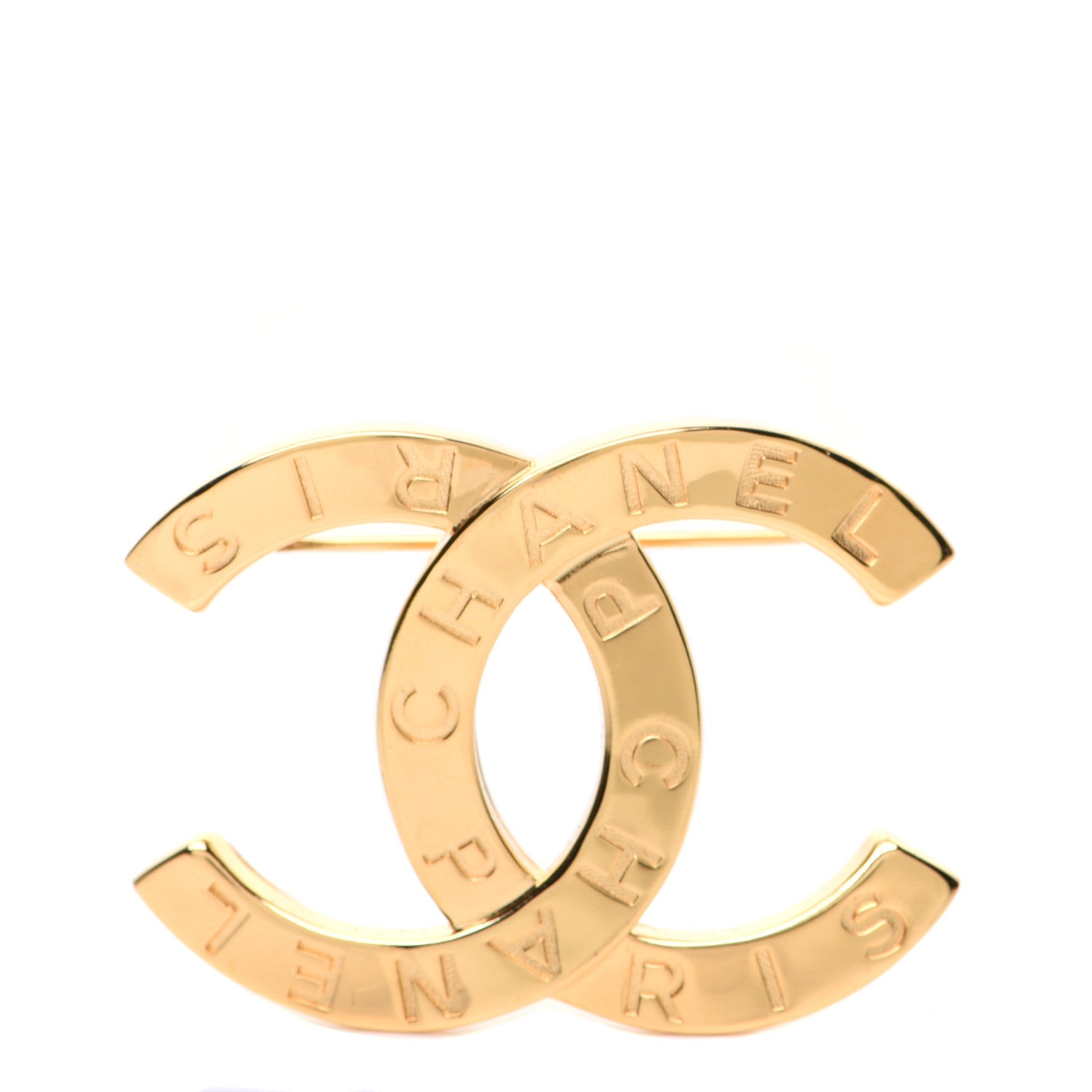 Chanel Metal Paris Button CC Large Brooch Gold 1 of 8