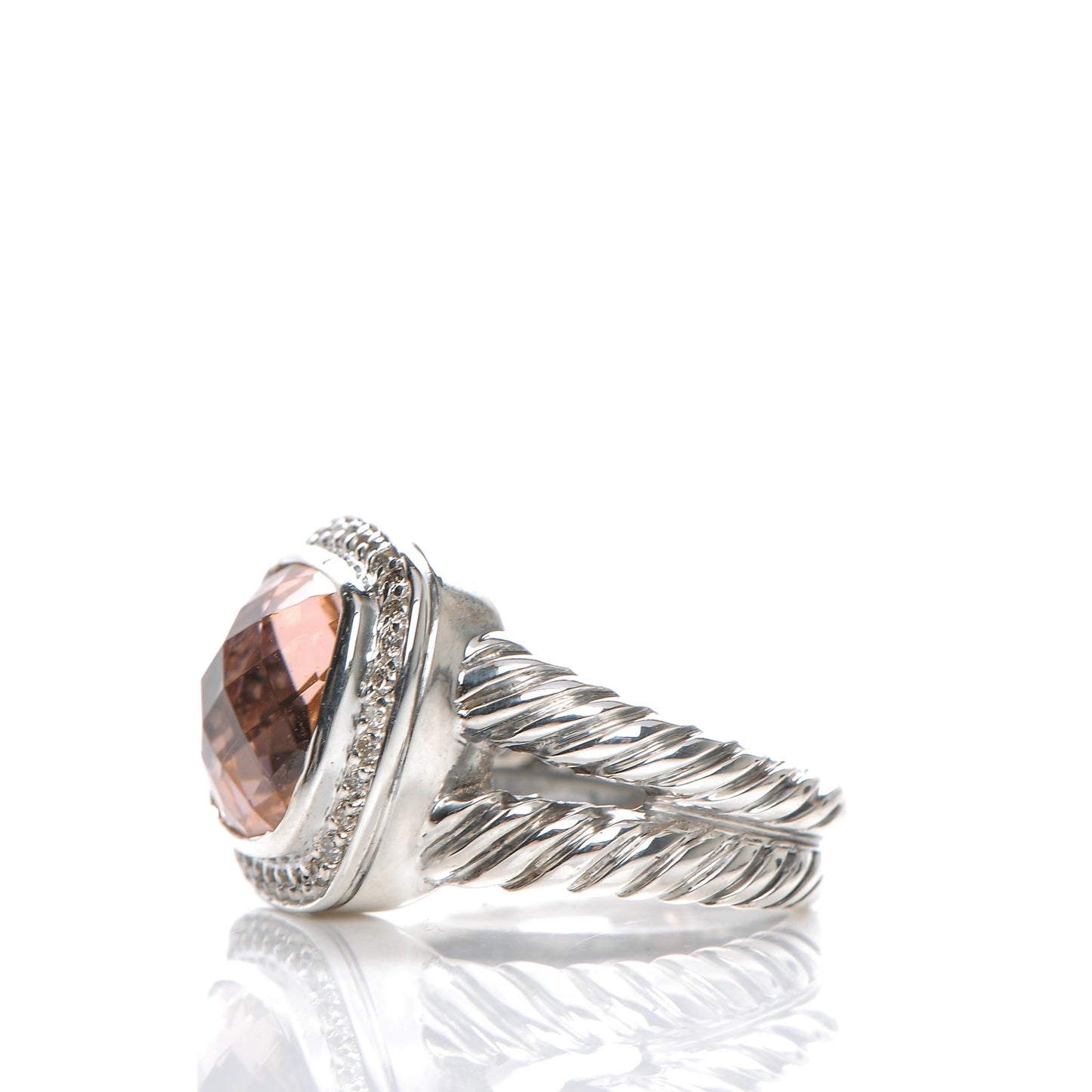 Sterling Silver Diamond Morganite 11mm Albion Ring 53 6.5